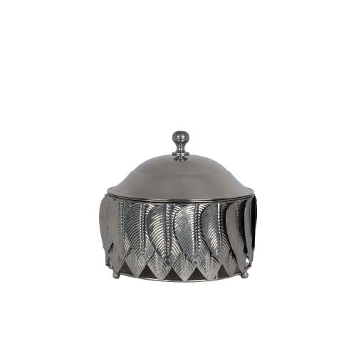 حافظة طعام استيل 2.5 لتر فضي ورق شجر