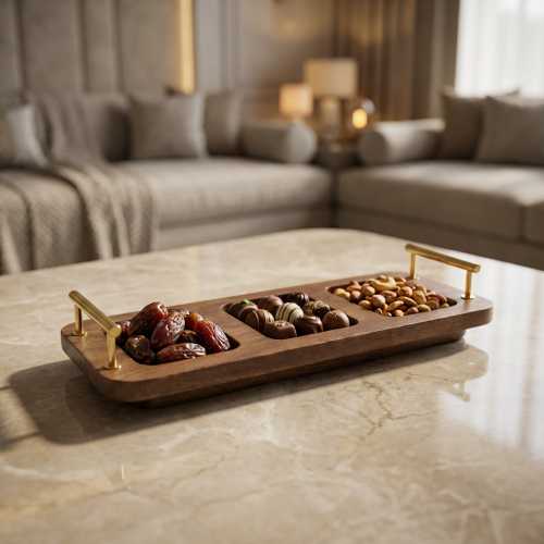 طفرية خشب هندى مزخرف مقسم 3 بيد