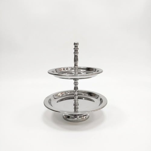 استاند تقديم ثنائي فضي لامع