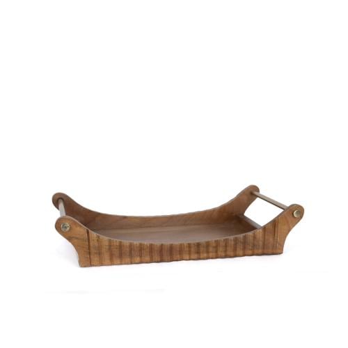 طفرية تقديم خشبي بيد معدن ذهبي