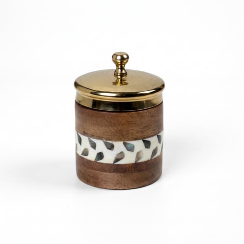 علبة خشب هندى وغطاء ذهبى