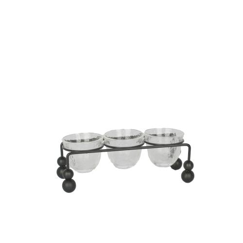 استاند معدن اسود مع فناجيل زجاج 3حبات