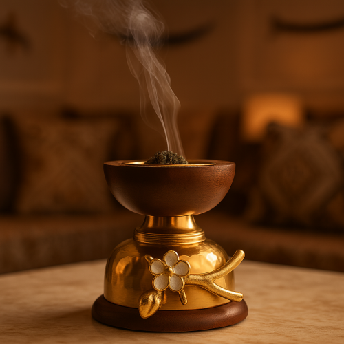 مبخرة خشبي هندي ذهبي