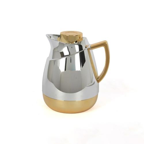 ترمس 1 لتر فضي ذهبي سادة