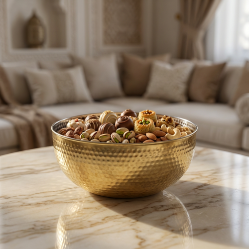 صحن المونيوم هندى ذهبى مدور