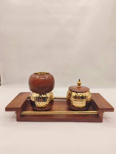طقم مبخره خشب هندى مع حديد ذهبى