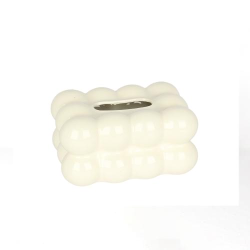 علبة مناديل سيراميك ابيض