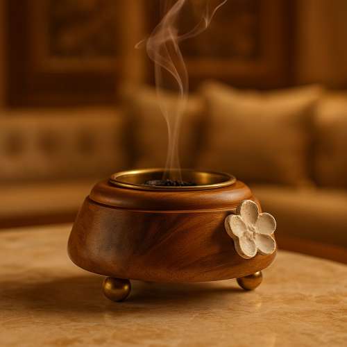 مبخرة خشبي هندي ذهبي