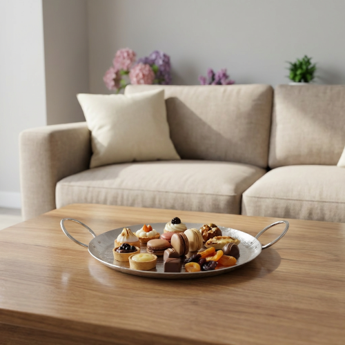 صينية تقديم شيكولاته المونيوم فضي
