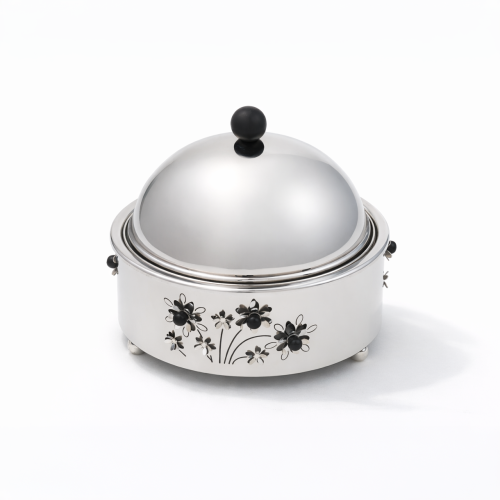 سخان طعام استيل 2 لتر أسود فضي لامع الوردة