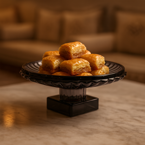 استاند تقديم زجاج بقاعدة رمادي