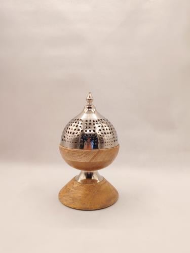 مبخرة هندى خشب ومعدن فضى