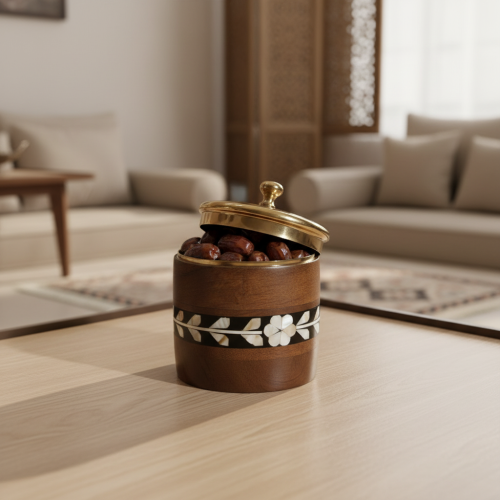 علبة خشب هندى مزخرف بغطاءذهبى