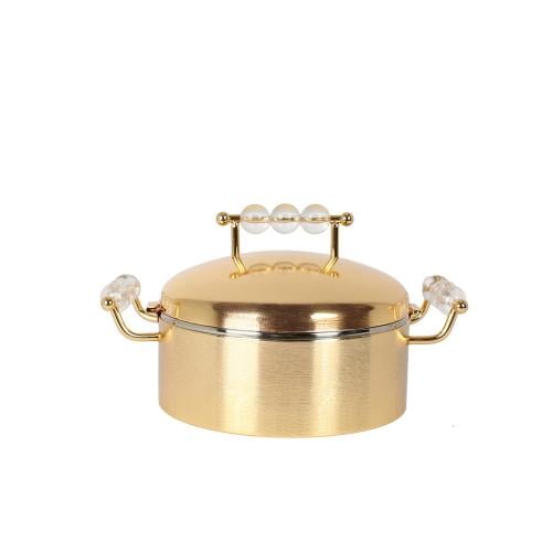 حافظة طعام استيل 4.5 لتر ذهبي كور شفاف