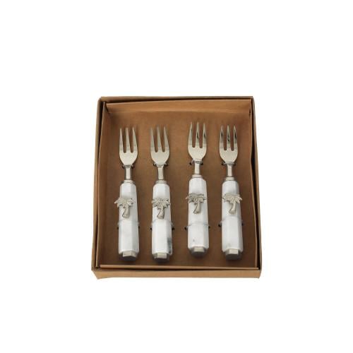 طقم شوك معدن فضي رخامي