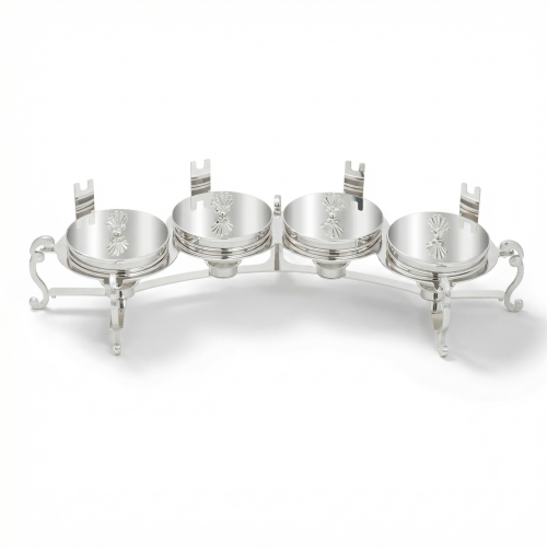 طقم تقديم طوفرية مع 4 صحون زجاج فضي كلاسيك رويال