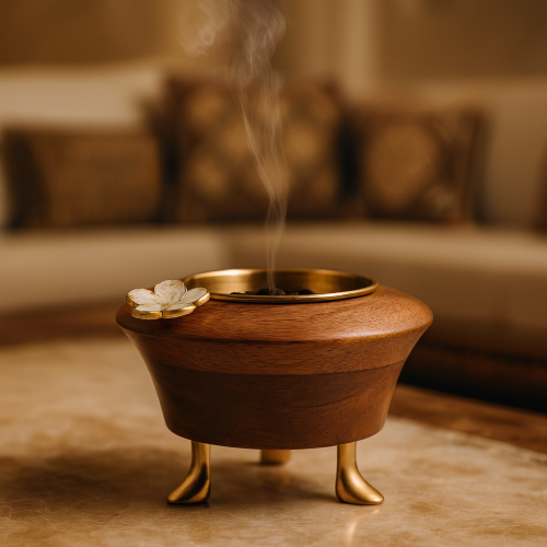 مبخرة خشبي هندي ذهبي