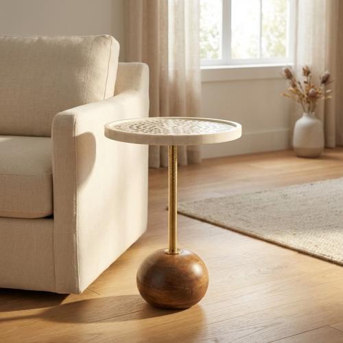 طاولة هندى خشب بصدف بنى 57 * 40 سم