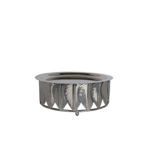 صحن تقديم استيل فضي ورق شجر