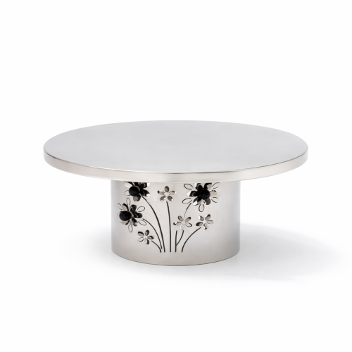 استاند تقديم استيل أسود فضي لامع الوردة