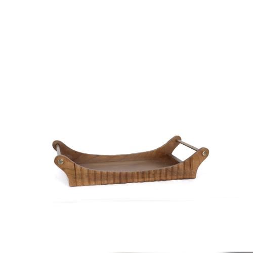 طفرية تقديم خشبي بيد معدن ذهبي