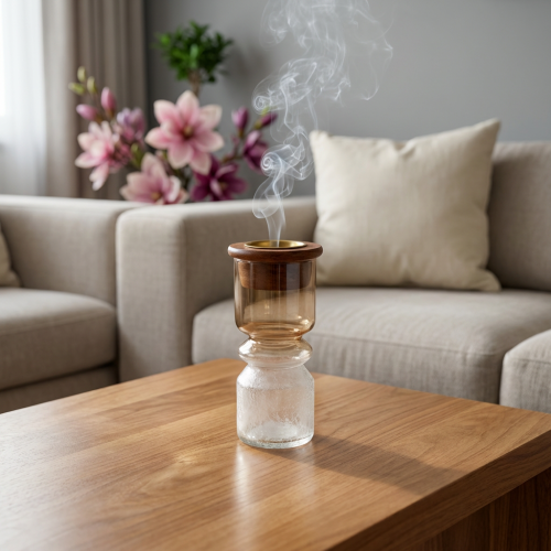 مبخرة زجاج مثلج مع خشب