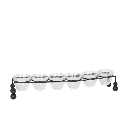 استاند معدن اسود مع فناجيل زجاج 6ح