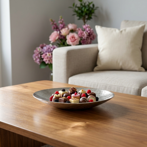صينية تقديم شيكولاته المونيوم فضي كبير