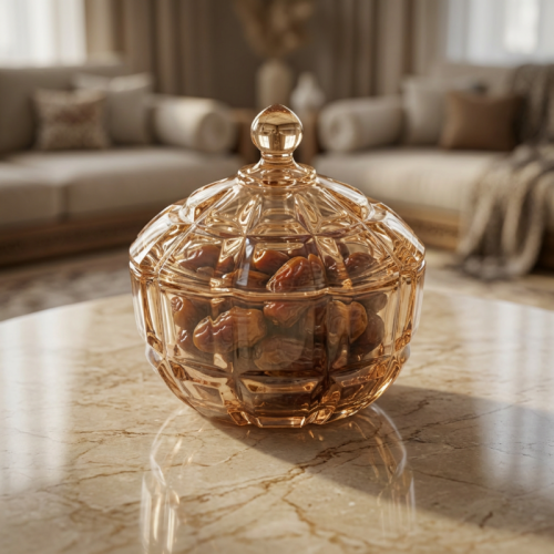 تمرية زجاج عسلى بغطاء 11*6