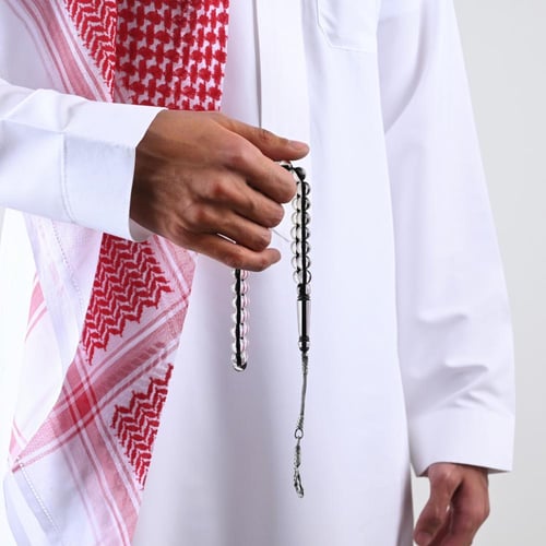 سبحة بكلايت بلجيكي شفاف بخيط أسود | طربزونة فضة