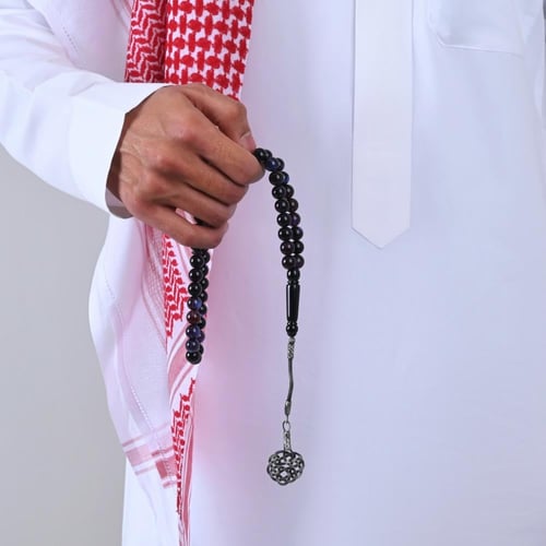 سبحة بكلايت بنفسجي مزرق شفاف | طربزونة فضة