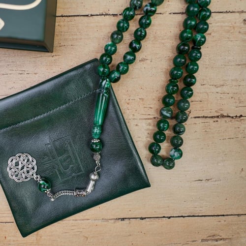 سبحة بكلايت اخضر مخلوط | طربزونة معدنية