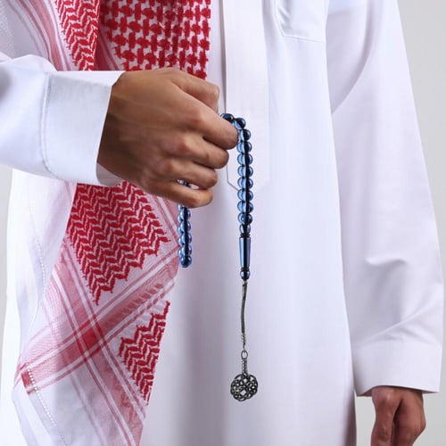 سبحة بكلايت بلجيكي ازرق شفاف بخيط أسود | طربزونة ف...