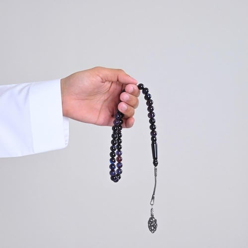 سبحة بكلايت بنفسجي مزرق شفاف | طربزونة فضة