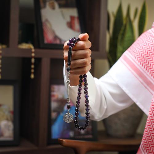 سبحة بكلايت بنفسجي مزرق شفاف | طربزونة معدنية