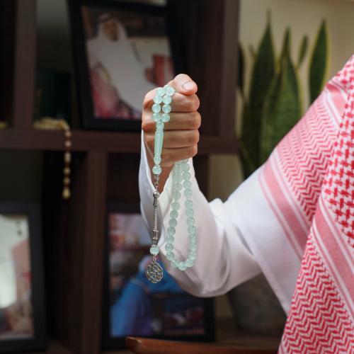 سبحة بكلايت مضيئة تفاحي | طربزونة معدنية