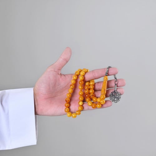 سبحة بكلايت اصفر منجم | طربزونة فضة