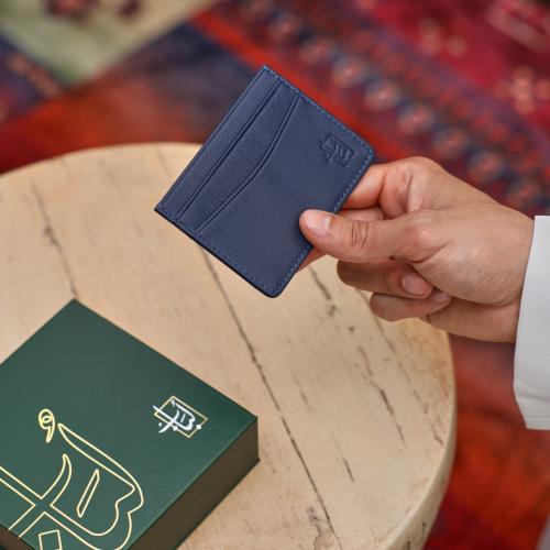 محفظة جلد حامل بطاقات | كحلي