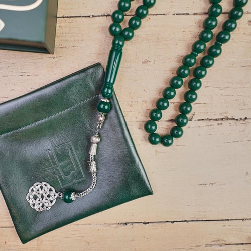 سبحة بكلايت اخضر صك | طربزونة معدنية