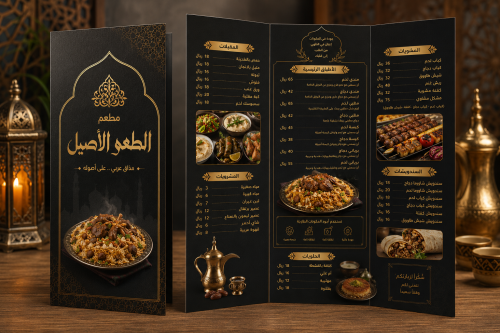 طباعة منيو مطاعم وكافيهات في الرياض | منيو A4 مطوي