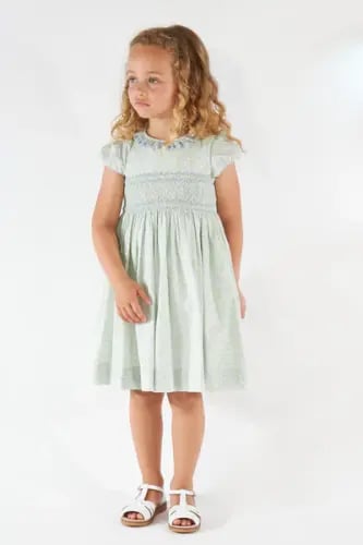 Hars, smocked dress, in Little Blue print