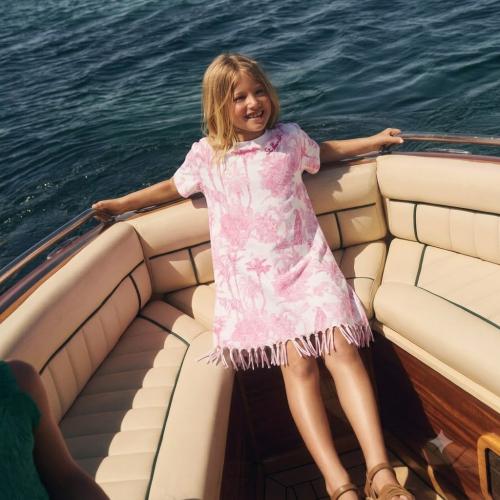 Abbey Dress with Fringe – Pink Oceania