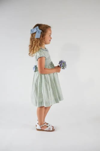 Hars, smocked dress, in Little Blue print