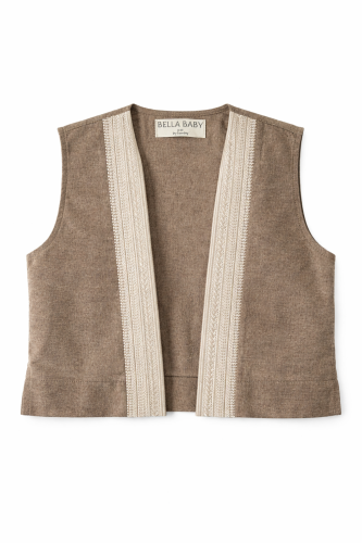 سترة قطن كتان بني