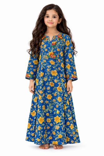 جلابية زهرة اللون الأزرق