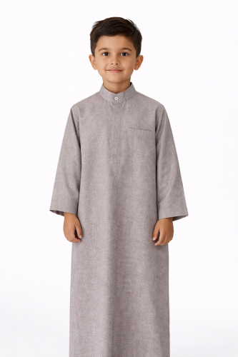 ثوب رمادي من الكتان السادة