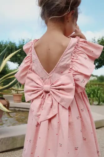 Evia Frill Dress – Cherry Coeur