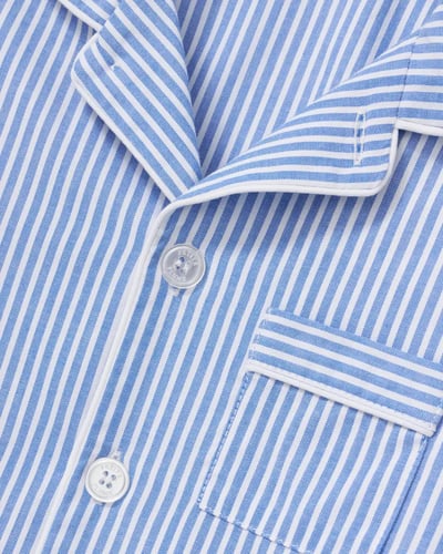 طقم بيجاما قصير للأطفال من قماش التويل المخطط بالل...