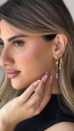Pair Gold Hoop 3 Earrings Set