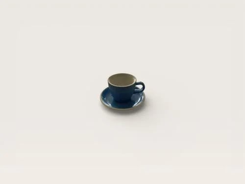كوب أزرق فاتح إكمي اسبريسو مع صحن 120مل - Baby Blu...